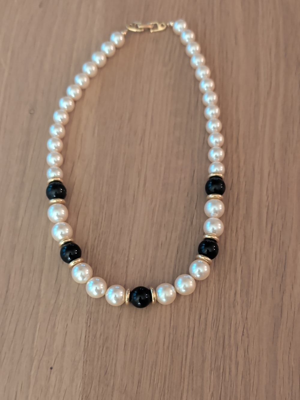 Napier White Pearl and Black Accent Bead Necklace